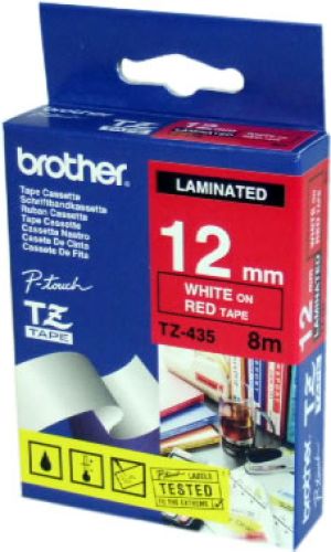 BROTHER Fita laminada vermelho/branco 12mm , Brother , BROTZE435 , 4977766686297